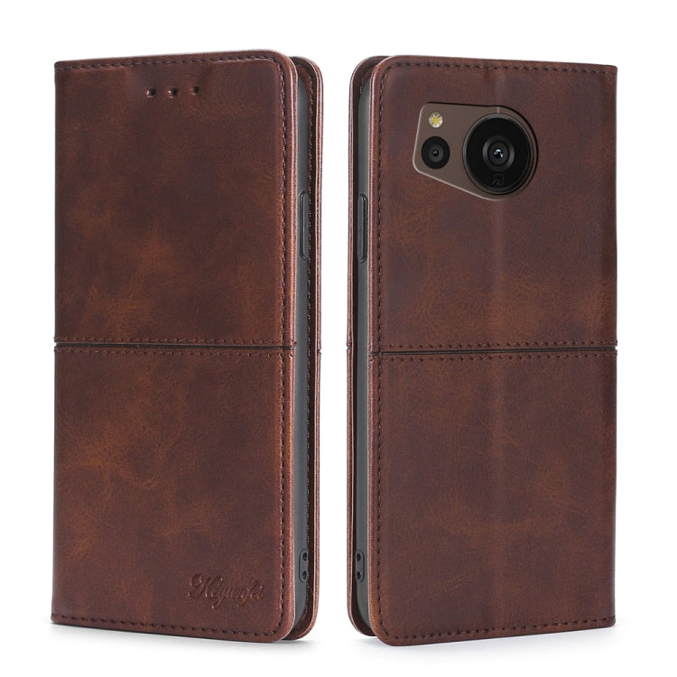 For Sharp Aquos sense7 Plus Cow Texture Magnetic Leather Phone Case