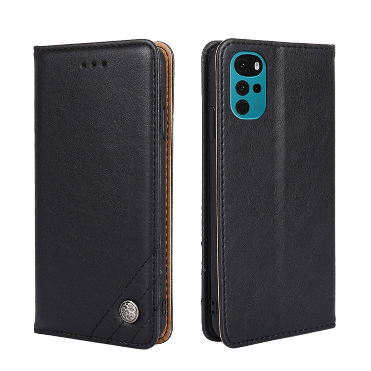 For Motorola Moto E32 India/E22s 4G Global Non-Magnetic Retro Texture Flip Leather Phone Case