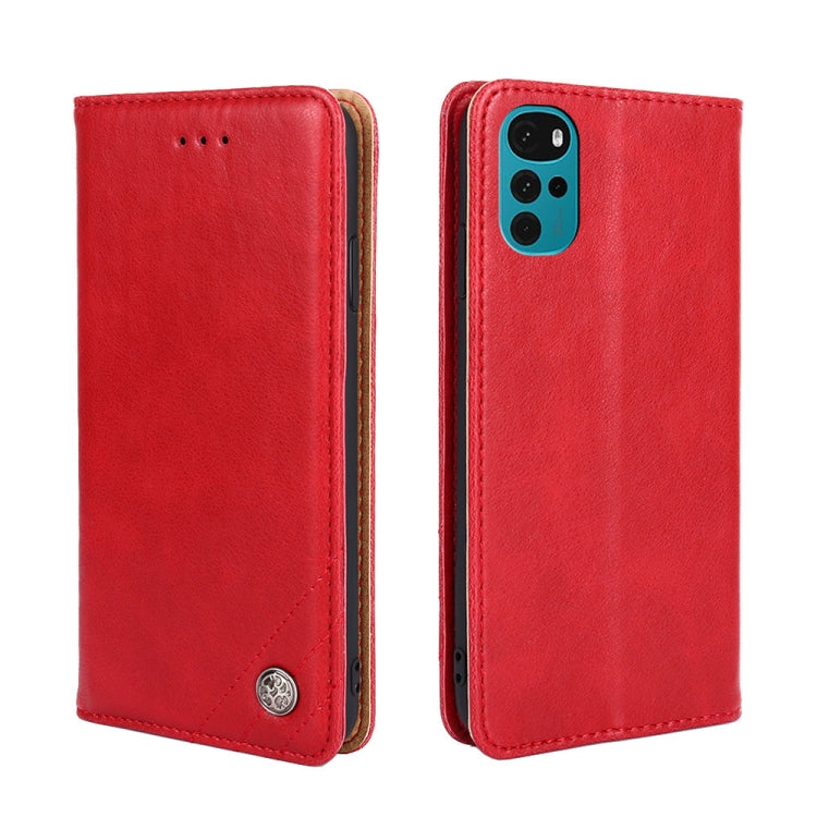 For Motorola Moto E32 India/E22s 4G Global Non-Magnetic Retro Texture Flip Leather Phone Case