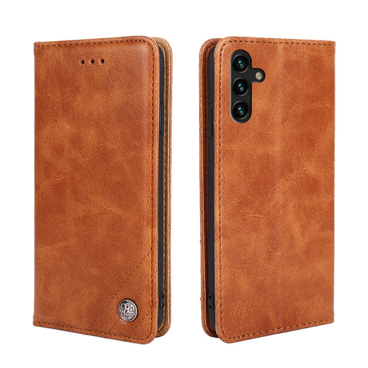 For Samsung Galaxy A04s Non-Magnetic Retro Texture Flip Leather Phone Case