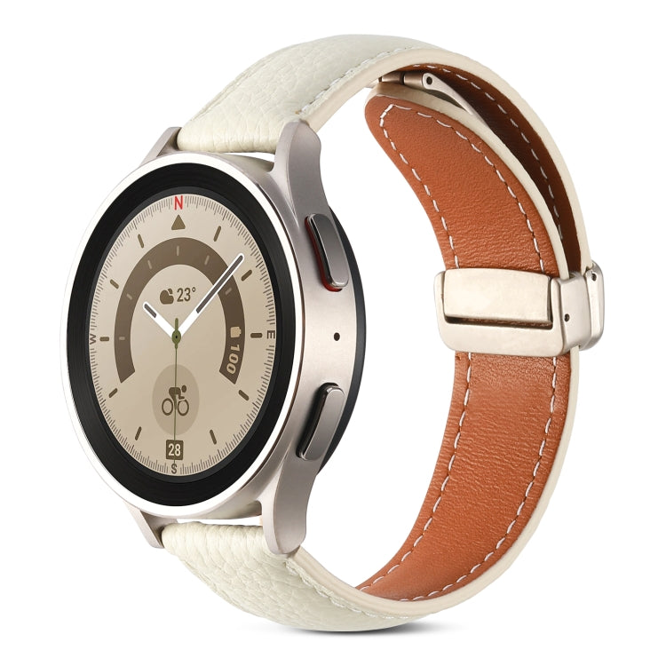 For Samsung Galaxy Watch 5 Folding Buckle Genuine Leather Watch Band