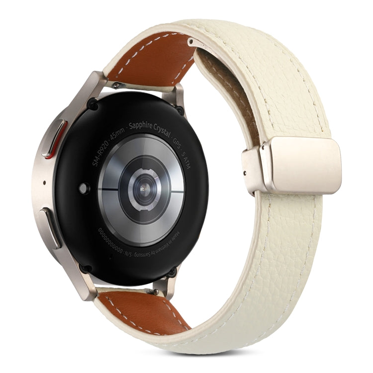 For Samsung Galaxy Watch 5 Folding Buckle Genuine Leather Watch Band