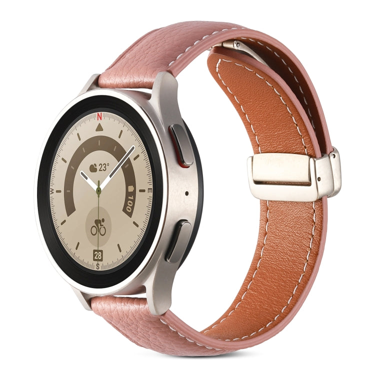 For Samsung Galaxy Watch 5 Folding Buckle Genuine Leather Watch Band