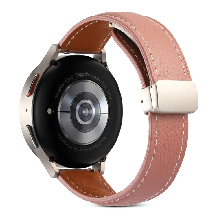 For Samsung Galaxy Watch 5 Folding Buckle Genuine Leather Watch Band