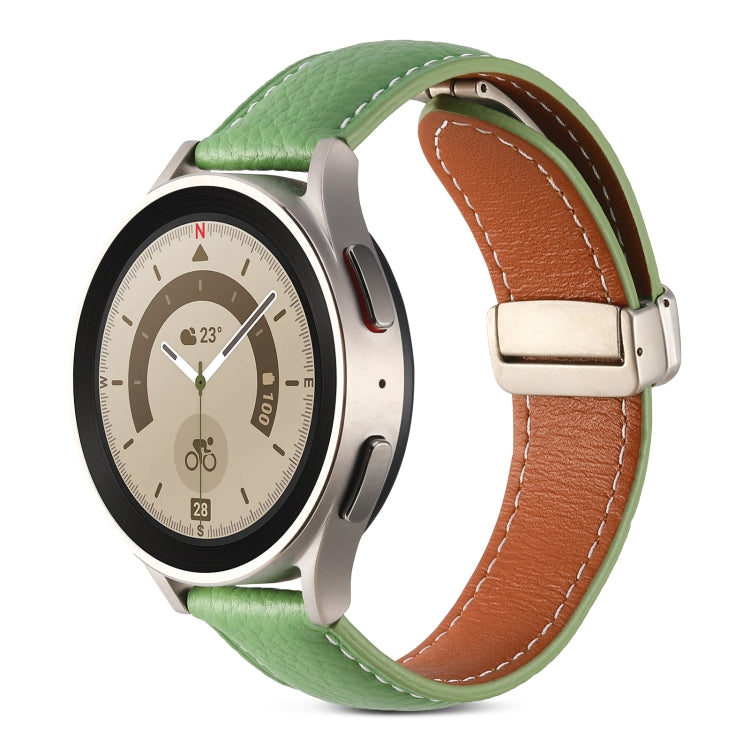 For Samsung Galaxy Watch 5 Folding Buckle Genuine Leather Watch Band