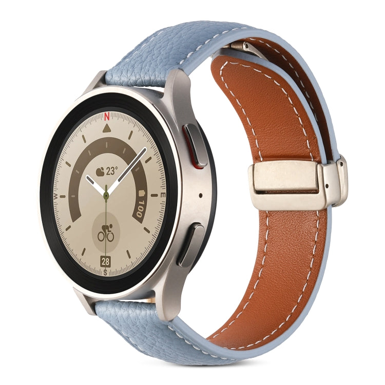 For Samsung Galaxy Watch 5 Folding Buckle Genuine Leather Watch Band