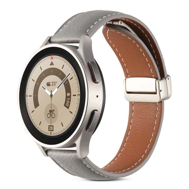 For Samsung Galaxy Watch 5 Folding Buckle Genuine Leather Watch Band