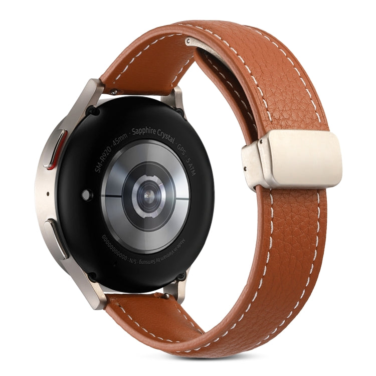 For Samsung Galaxy Watch 5 Folding Buckle Genuine Leather Watch Band