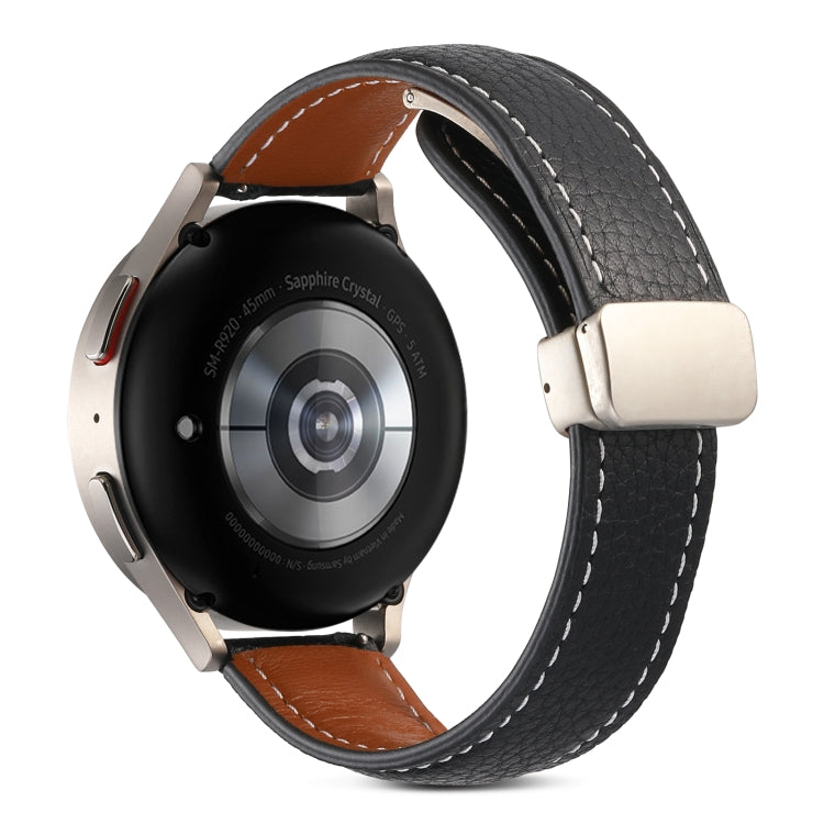 For Samsung Galaxy Watch 5 Folding Buckle Genuine Leather Watch Band