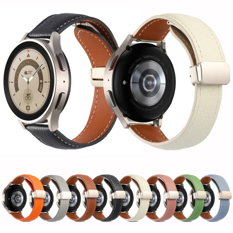 For Samsung Galaxy Watch 5 Folding Buckle Genuine Leather Watch Band
