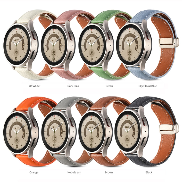 For Samsung Galaxy Watch 5 Folding Buckle Genuine Leather Watch Band