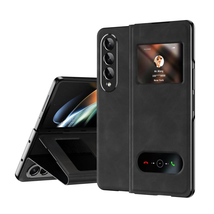 For Samsung Galaxy Z Fold4 Mature Window View Flip Leather Phone Case