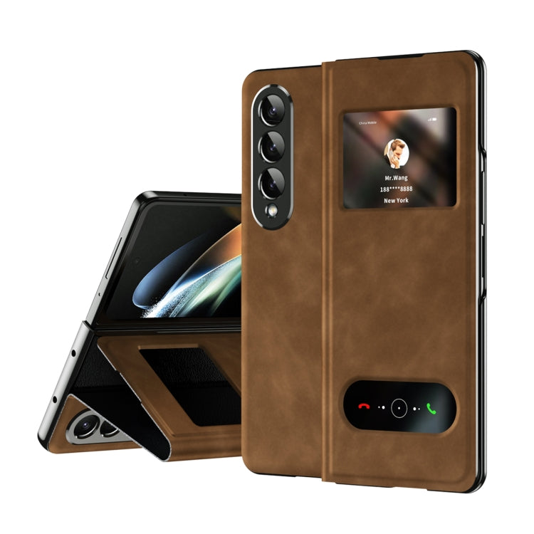For Samsung Galaxy Z Fold2 5G Mature Window View Flip Leather Phone Case
