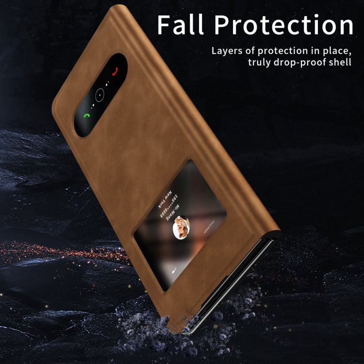 For Samsung Galaxy Z Fold2 5G Mature Window View Flip Leather Phone Case