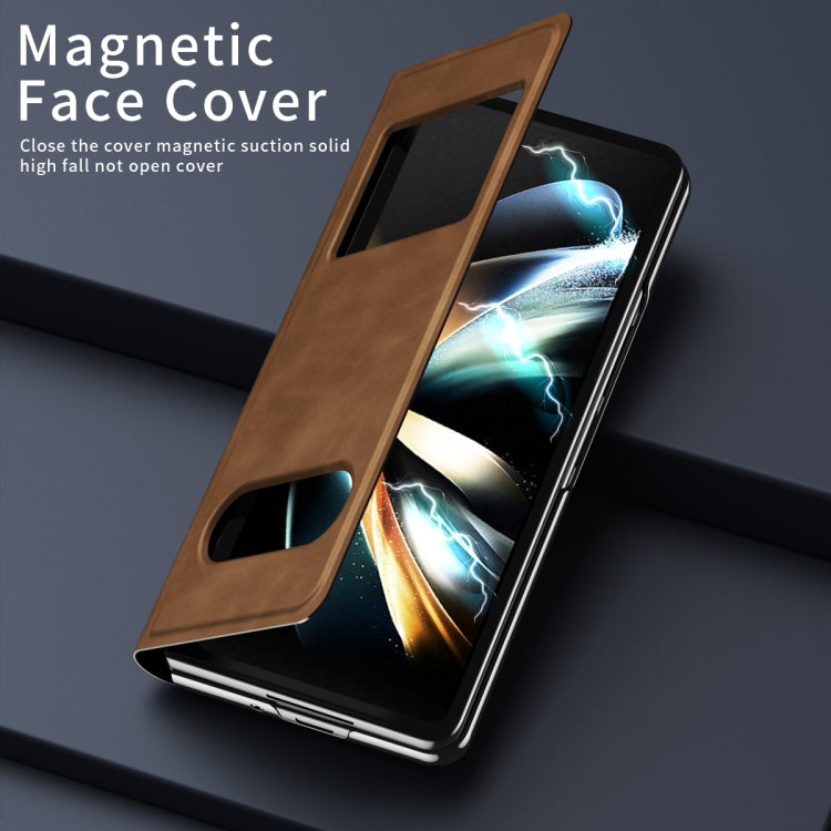 For Samsung Galaxy Z Fold2 5G Mature Window View Flip Leather Phone Case