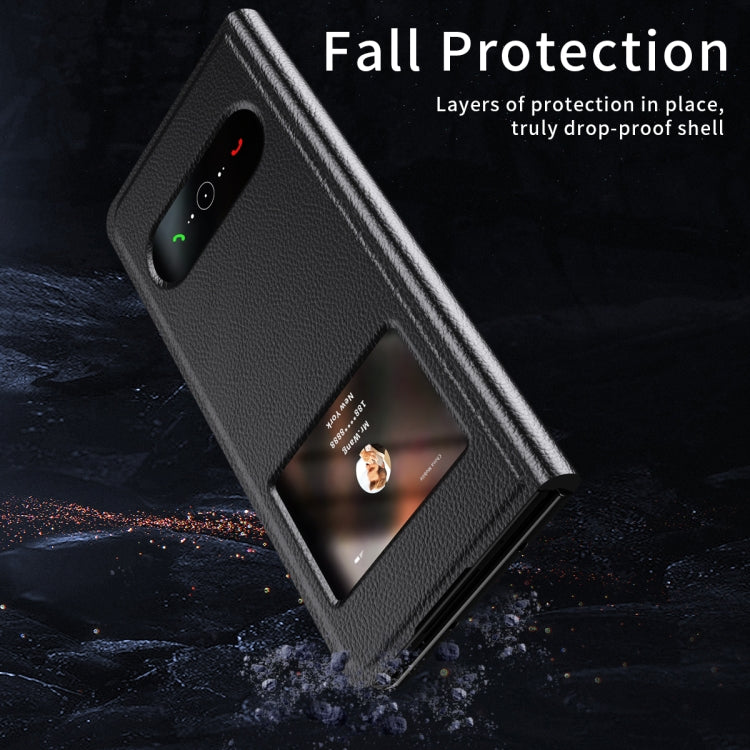 For Samsung Galaxy Z Fold2 5G Mature Window View Flip Leather Phone Case