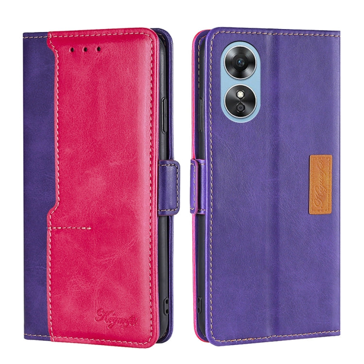 For OPPO A17 Contrast Color Side Buckle Leather Phone Case