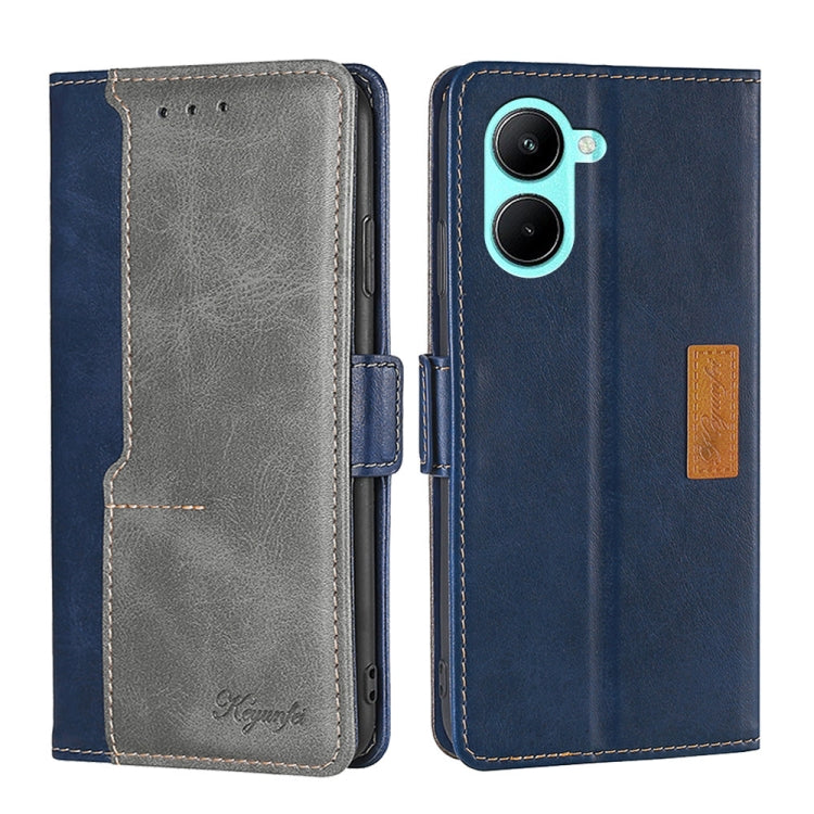 For Realme C33 4G Contrast Color Side Buckle Leather Phone Case