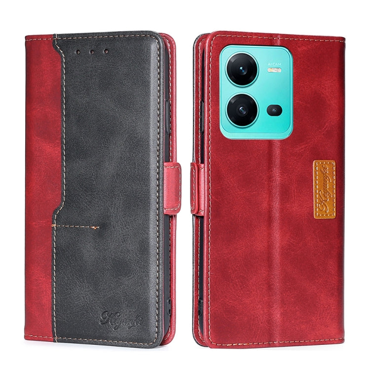 For vivo V25 5G/V25e 5G/X80 Lite Contrast Color Side Buckle Leather Phone Case