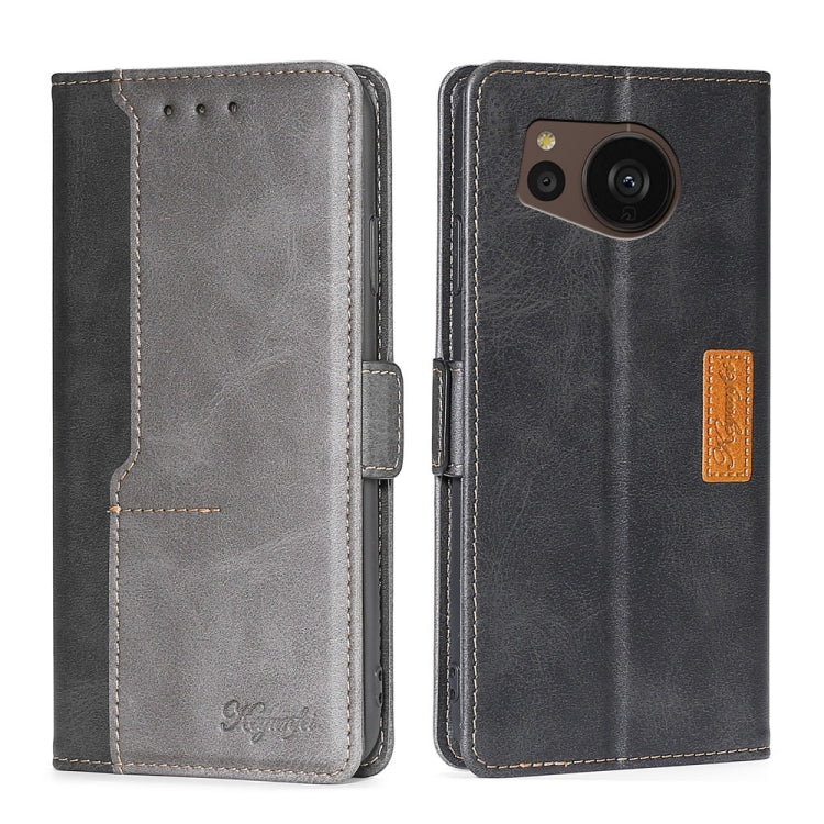 For Sharp Aquos sense7 Plus Contrast Color Side Buckle Leather Phone Case