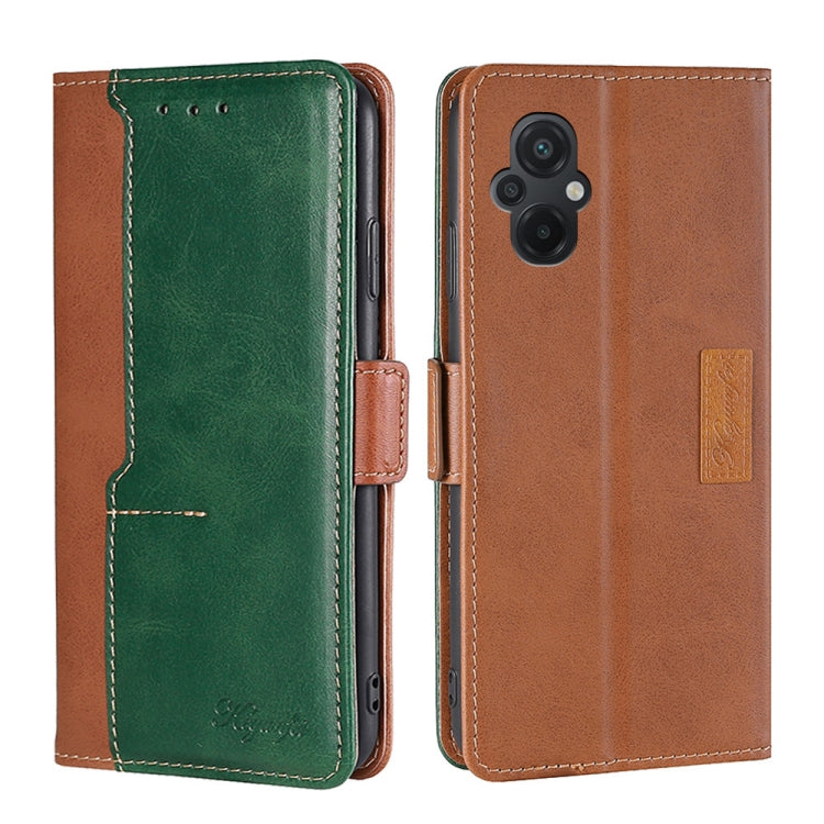 For Xiaomi Poco M5 4G Contrast Color Side Buckle Leather Phone Case