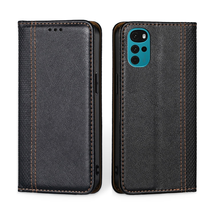 For Motorola Moto E32 India/E22s 4G Global Grid Texture Magnetic Flip Leather Phone Case