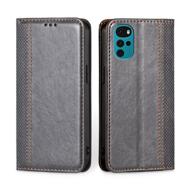 For Motorola Moto E32 India/E22s 4G Global Grid Texture Magnetic Flip Leather Phone Case