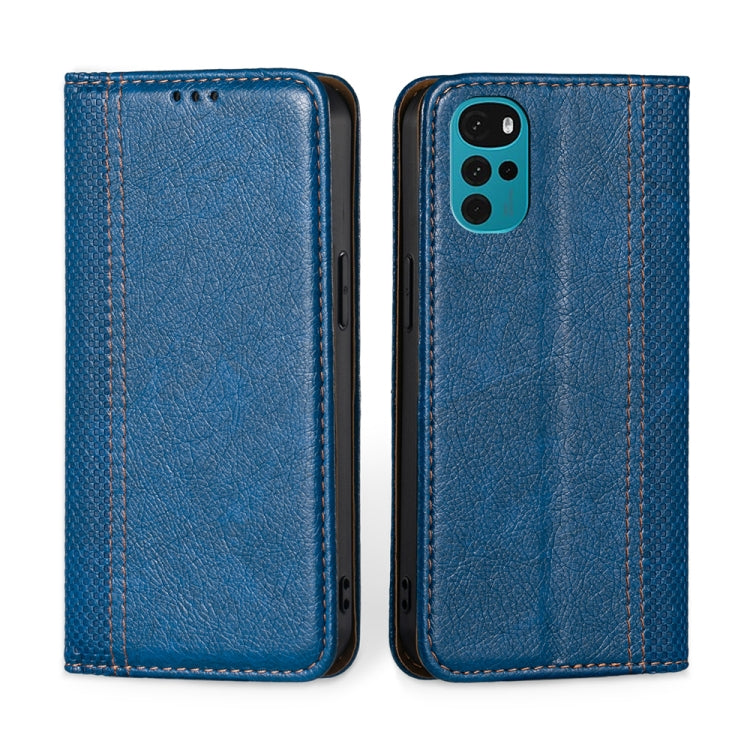 For Motorola Moto E32 India/E22s 4G Global Grid Texture Magnetic Flip Leather Phone Case