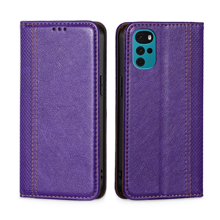 For Motorola Moto E32 India/E22s 4G Global Grid Texture Magnetic Flip Leather Phone Case