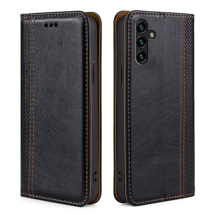 For Samsung Galaxy A04s Grid Texture Magnetic Flip Leather Phone Case