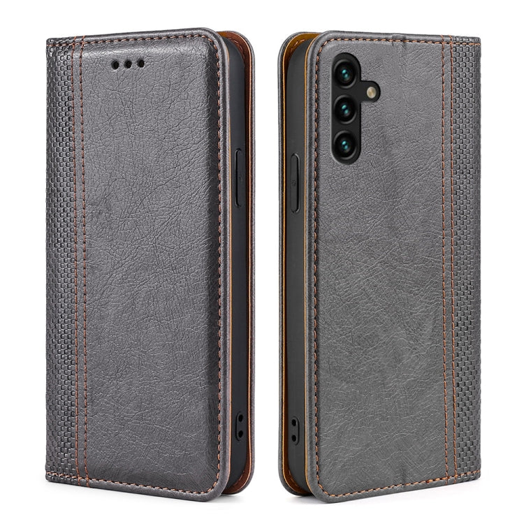 For Samsung Galaxy A04s Grid Texture Magnetic Flip Leather Phone Case