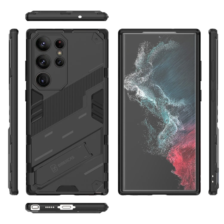 For Samsung Galaxy S23 Ultra 5G Punk Armor 2 in 1 PC + TPU Shockproof Phone Case with Invisible Holder