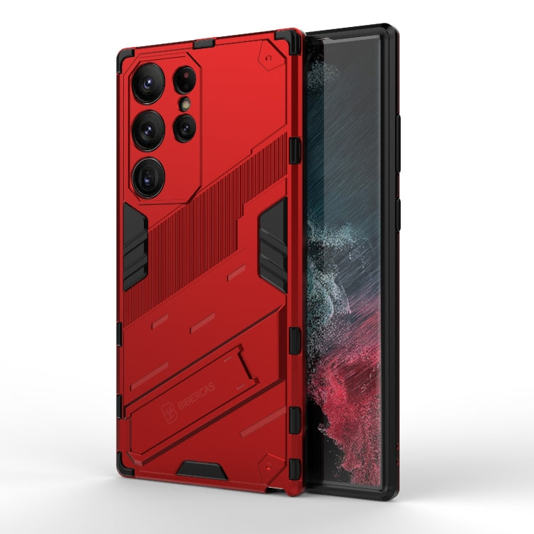 For Samsung Galaxy S23 Ultra 5G Punk Armor 2 in 1 PC + TPU Shockproof Phone Case with Invisible Holder