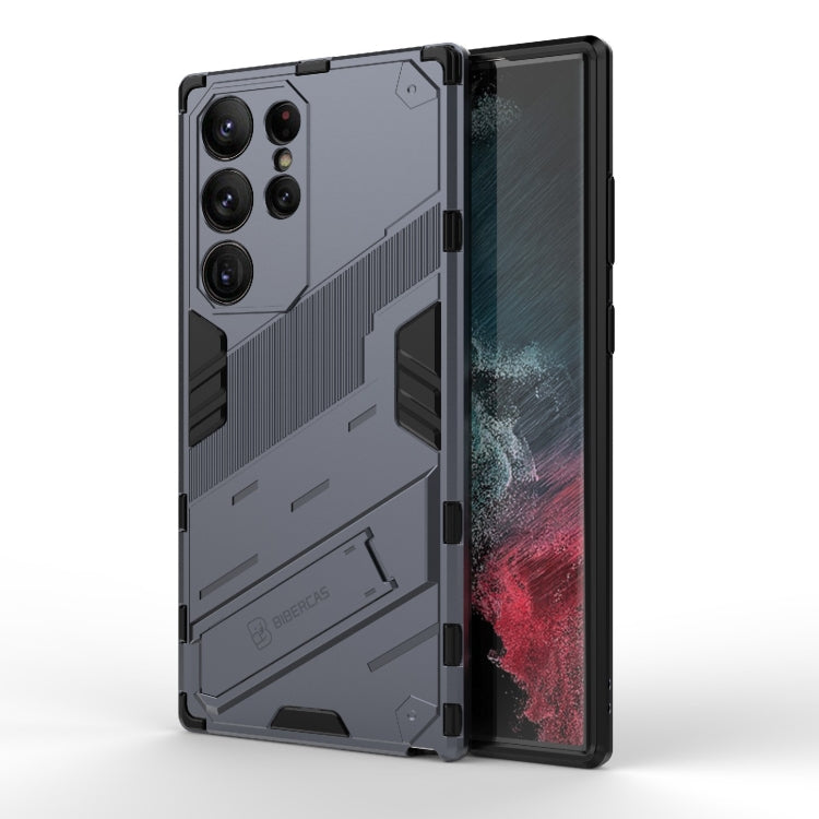 For Samsung Galaxy S23 Ultra 5G Punk Armor 2 in 1 PC + TPU Shockproof Phone Case with Invisible Holder