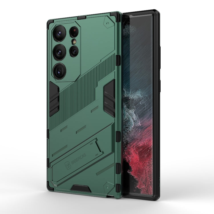 For Samsung Galaxy S23 Ultra 5G Punk Armor 2 in 1 PC + TPU Shockproof Phone Case with Invisible Holder