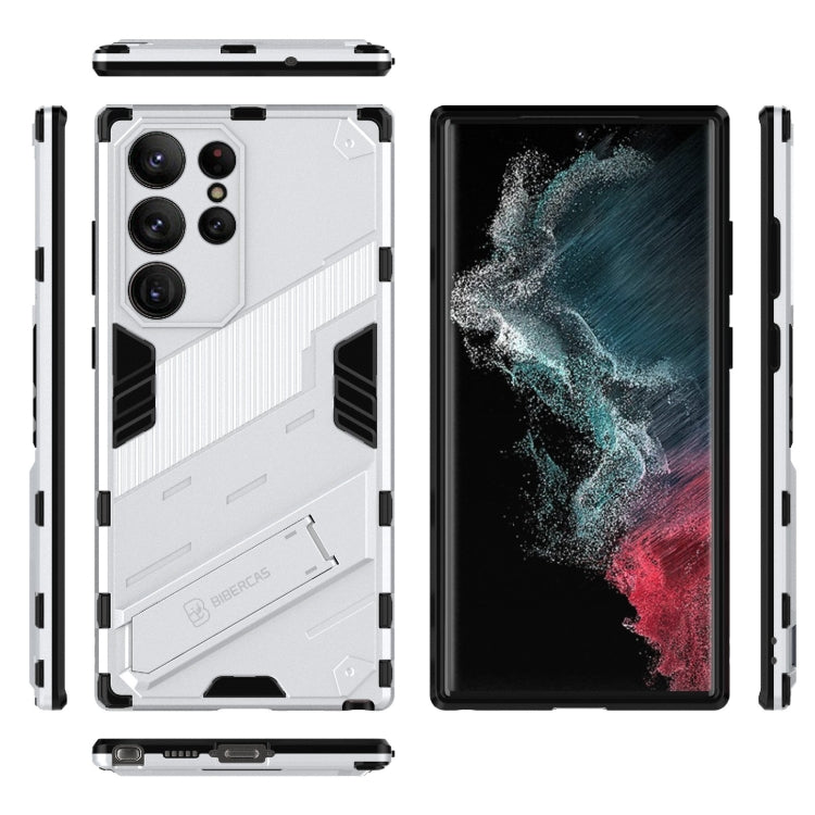 For Samsung Galaxy S23 Ultra 5G Punk Armor 2 in 1 PC + TPU Shockproof Phone Case with Invisible Holder