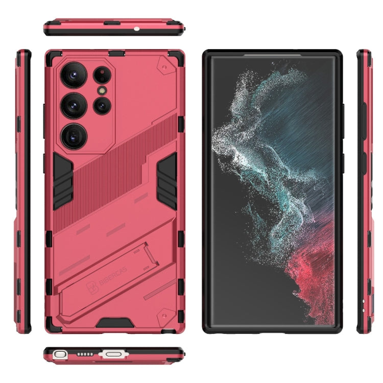 For Samsung Galaxy S23 Ultra 5G Punk Armor 2 in 1 PC + TPU Shockproof Phone Case with Invisible Holder