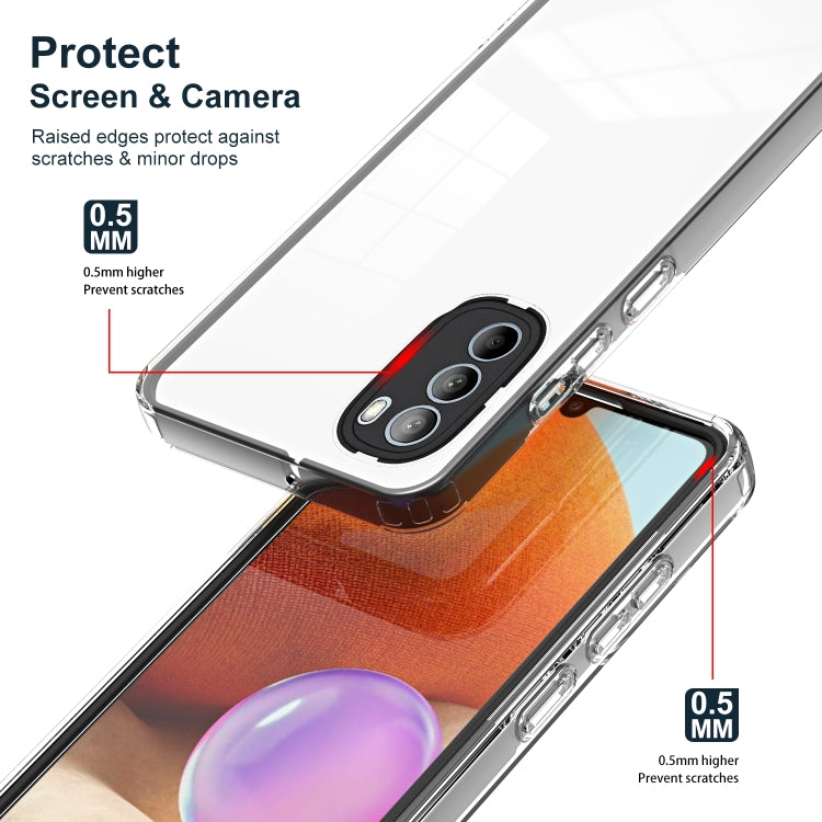 For Motorola Moto G31 / G41 3 in 1 Clear TPU Color PC Frame Phone Case