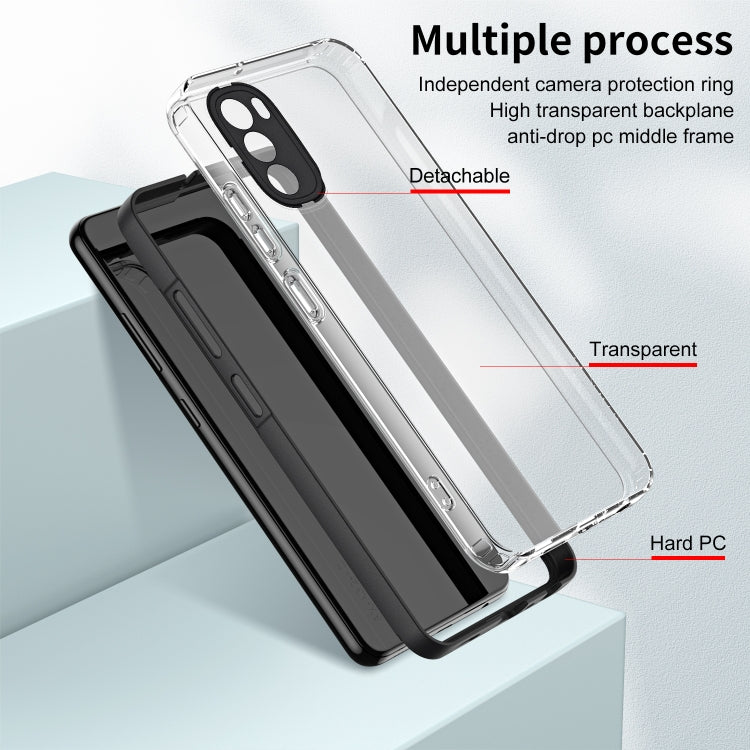 For Motorola Moto G31 / G41 3 in 1 Clear TPU Color PC Frame Phone Case