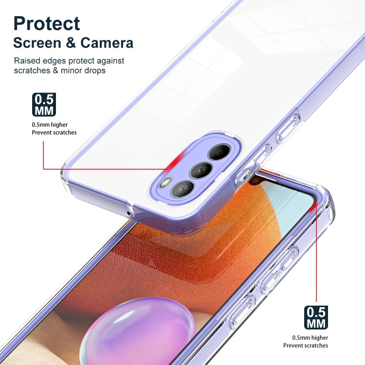 For Motorola Moto G31 / G41 3 in 1 Clear TPU Color PC Frame Phone Case