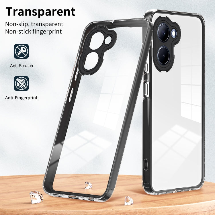 For Realme C33 3 in 1 Clear TPU Color PC Frame Phone Case