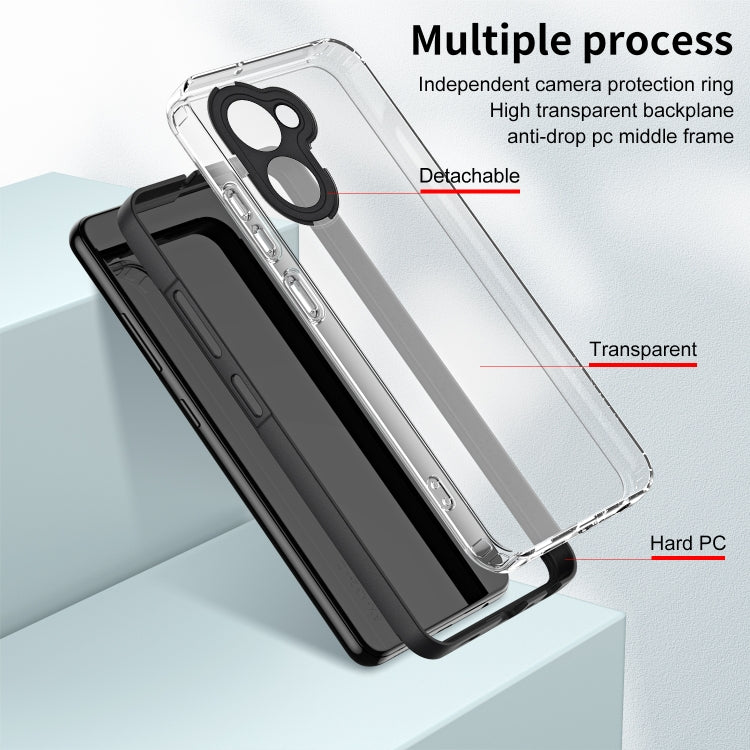 For Realme C33 3 in 1 Clear TPU Color PC Frame Phone Case