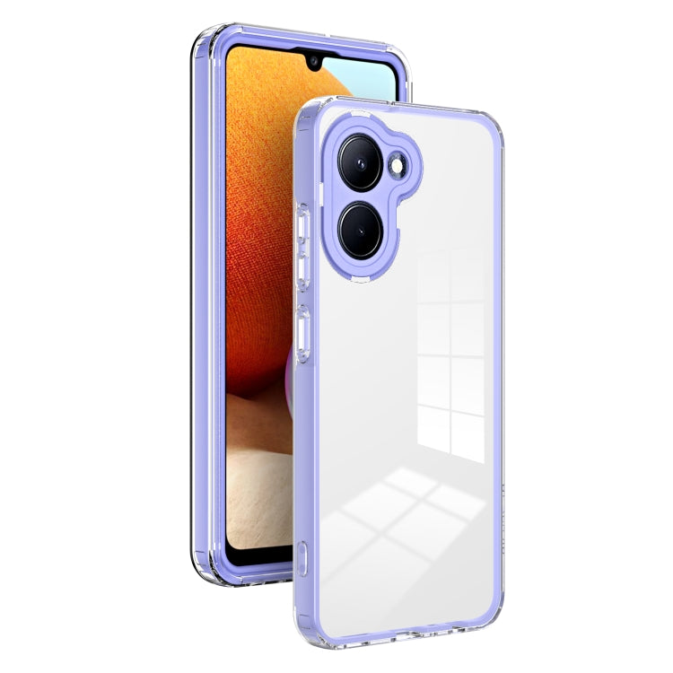 For Realme C33 3 in 1 Clear TPU Color PC Frame Phone Case