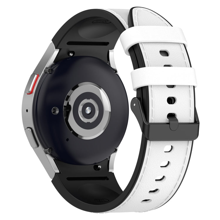 For Samsung Galaxy Watch5 44mm / 40mm Silicone Leather Black Buckle Watch Band, Size:S