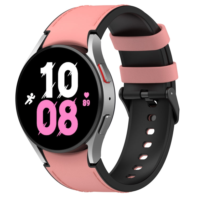 For Samsung Galaxy Watch5 44mm / 40mm Silicone Leather Black Buckle Watch Band, Size:S