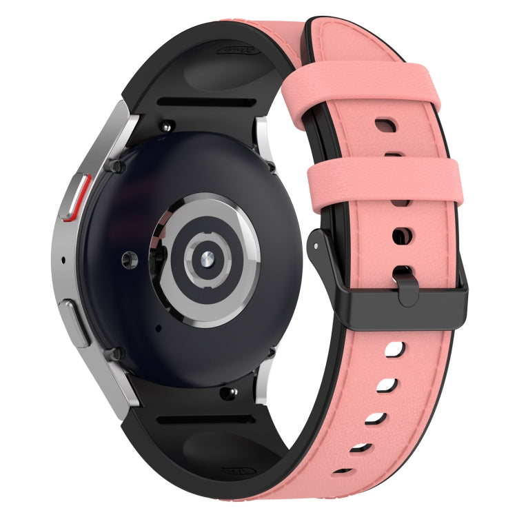 For Samsung Galaxy Watch5 44mm / 40mm Silicone Leather Black Buckle Watch Band, Size:S