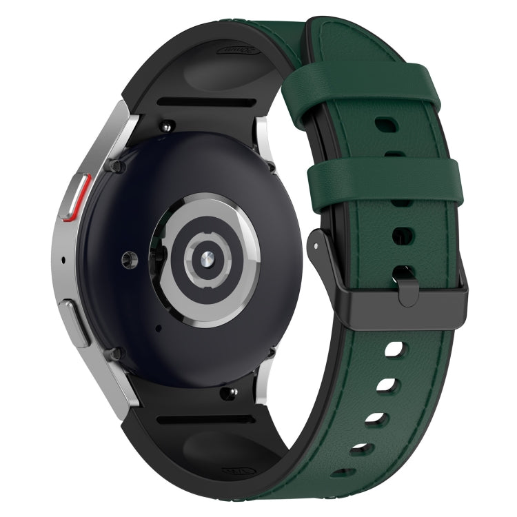 For Samsung Galaxy Watch5 44mm / 40mm Silicone Leather Black Buckle Watch Band, Size:S