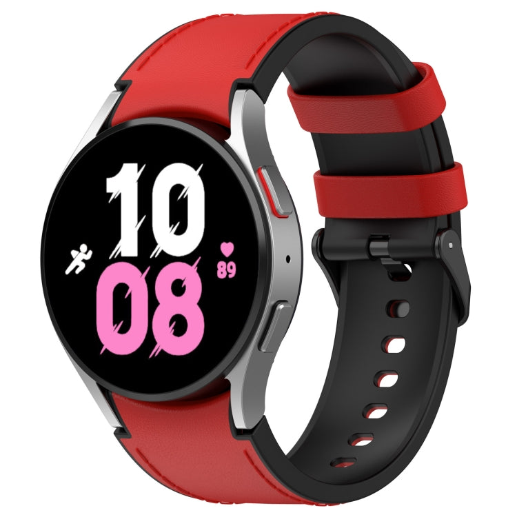 For Samsung Galaxy Watch5 44mm / 40mm Silicone Leather Black Buckle Watch Band, Size:S