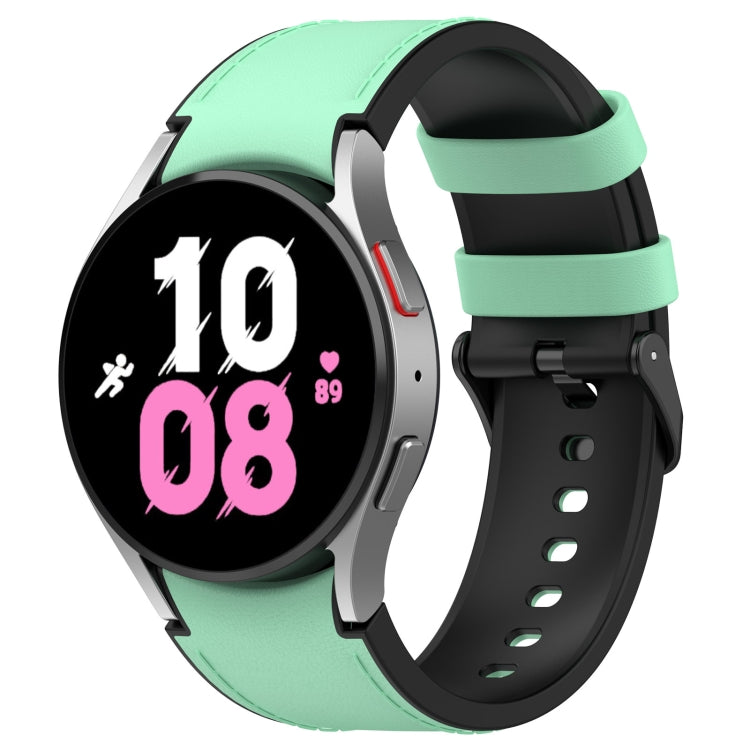 For Samsung Galaxy Watch5 44mm / 40mm Silicone Leather Black Buckle Watch Band, Size:S