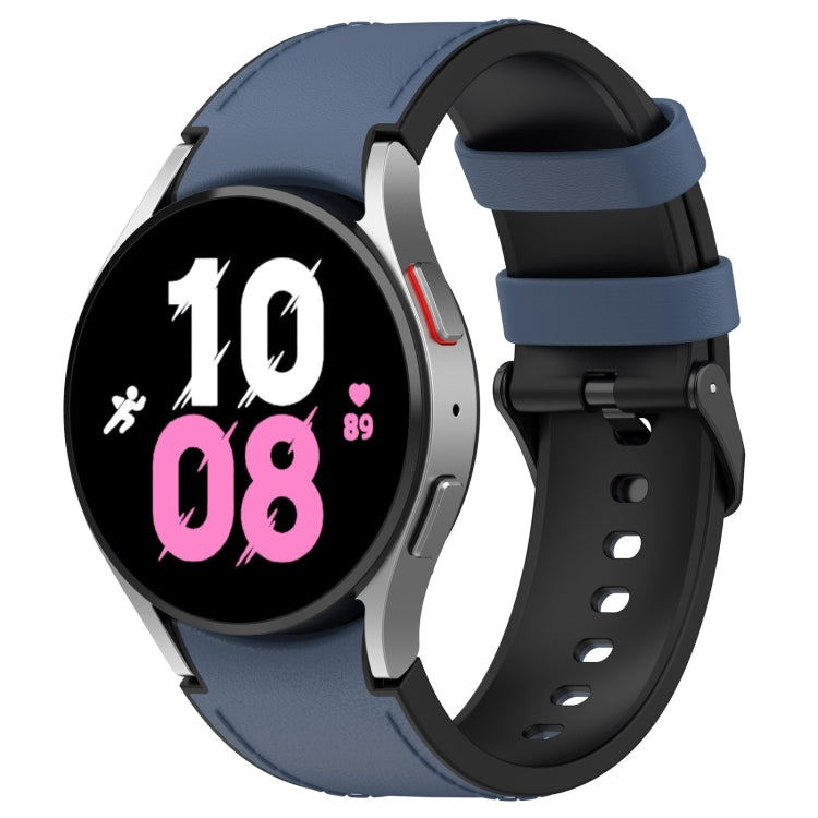 For Samsung Galaxy Watch5 44mm / 40mm Silicone Leather Black Buckle Watch Band, Size:S